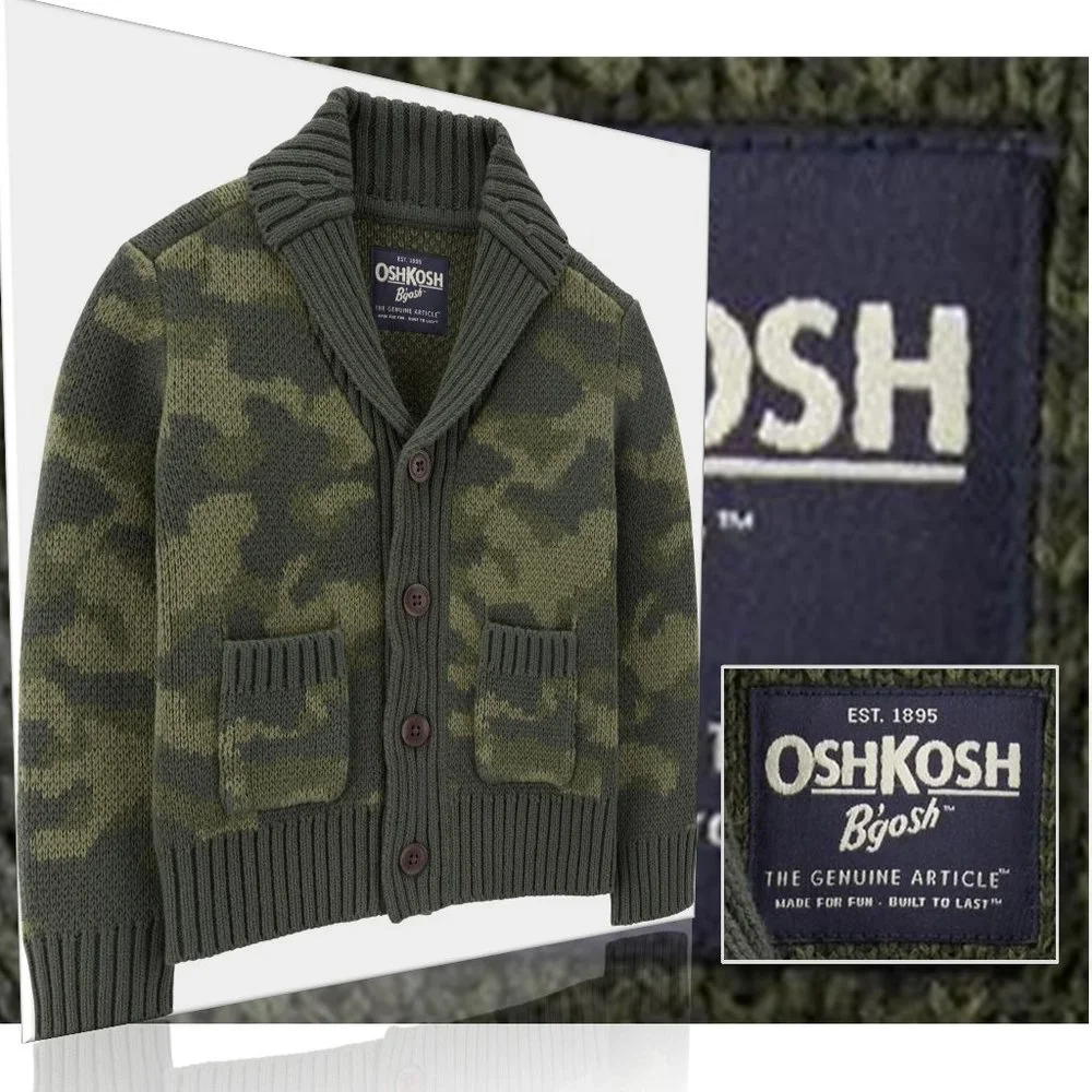 OSH KOSH Camo Shawl Collar Cardigan | 12M